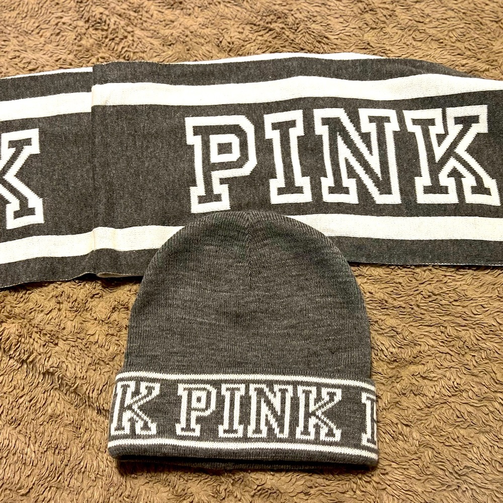 Pink scarf and beanie hat